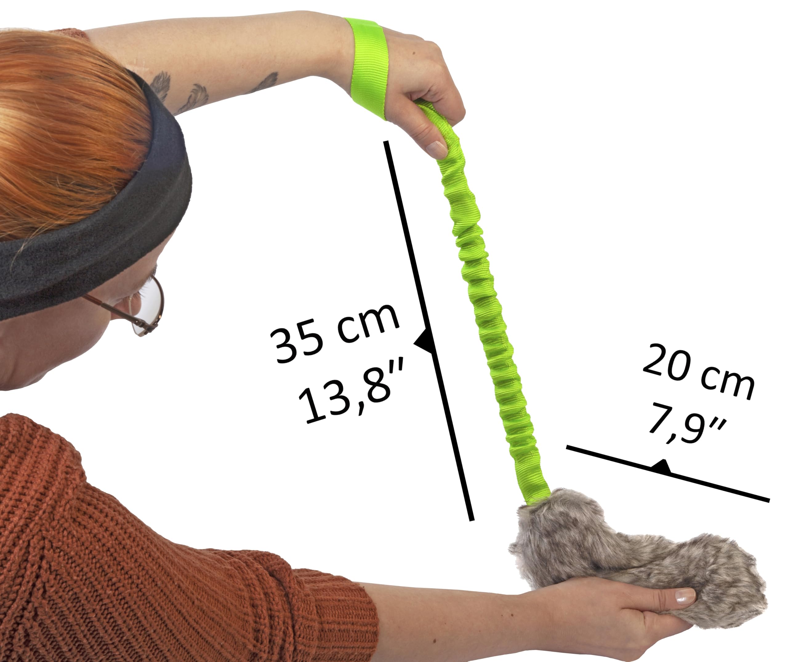 Zestaw DINGO: 3 x polarowa zabawka do ścigania psów, sztuczne futro, piszcząca teaser o długości 55 cm, uchwyt bungee do zręczności, tresury psów, pobieranie, gonienie, zabawa, wszystkie rasy psów,