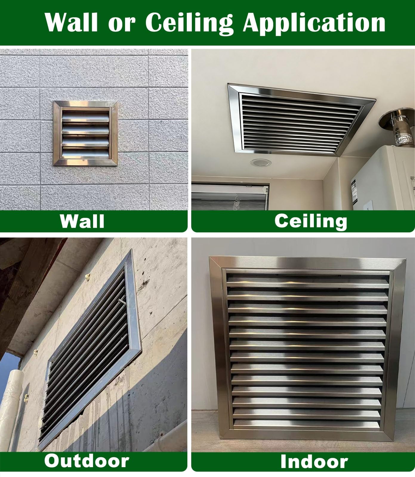 Ventilación de acero inoxidable 304 para paredes exteriores, rejilla de aire resistente a la intemperie para cobertizos y graneros, rejilla de ventilación para cajas generadoras, disipación de calor