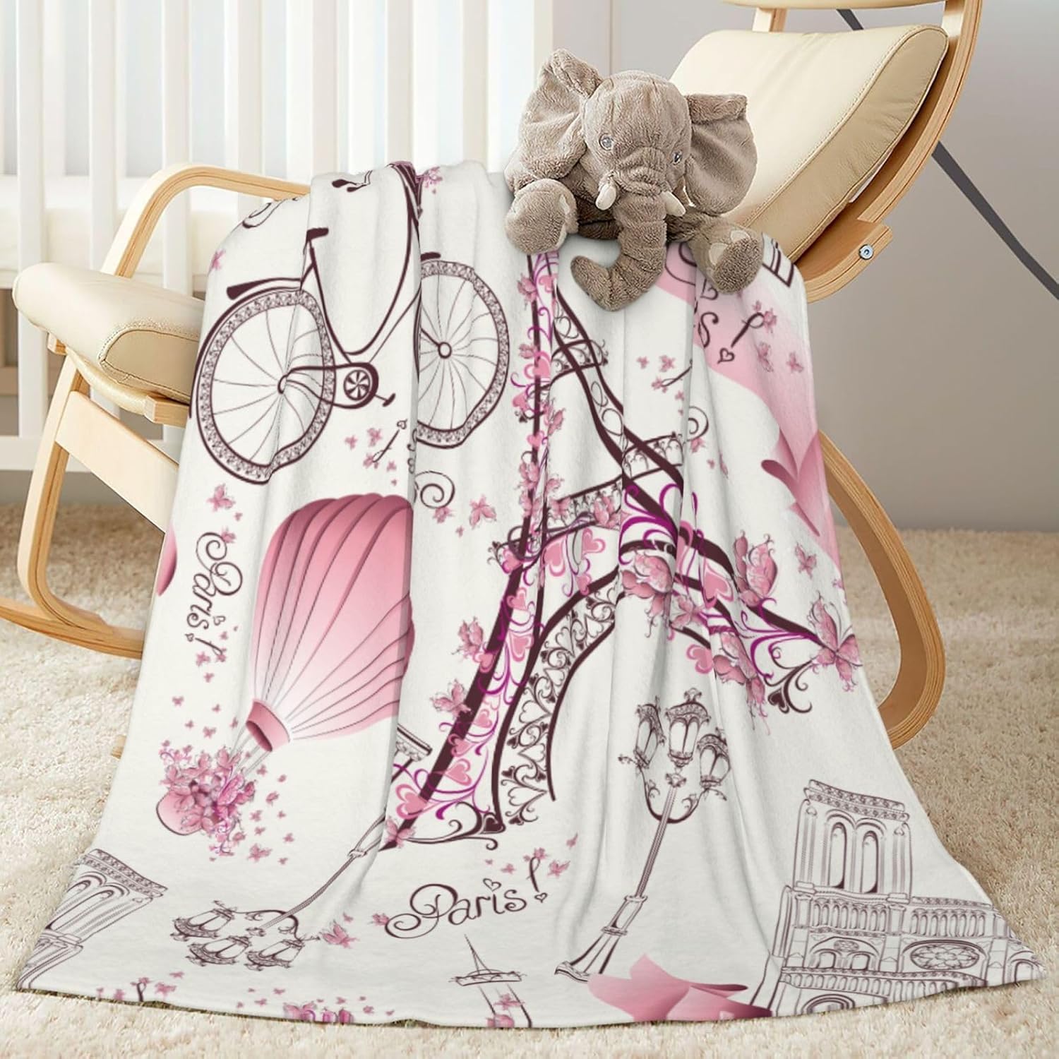 Paris Romance Throw Blankets All Season Ultra Soft Warm Eiffel Tower Fleece Blanket for Home Bed Sofa Couch Chair Outdoor Travel Camping 40x30 Inch - Image 4