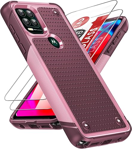 LeYi Funda para Moto-G-Stylus-5G-2021 Funda para Moto G Stylus 5G con protectores de pantalla, parte trasera de policarbonato duro de doble capa y