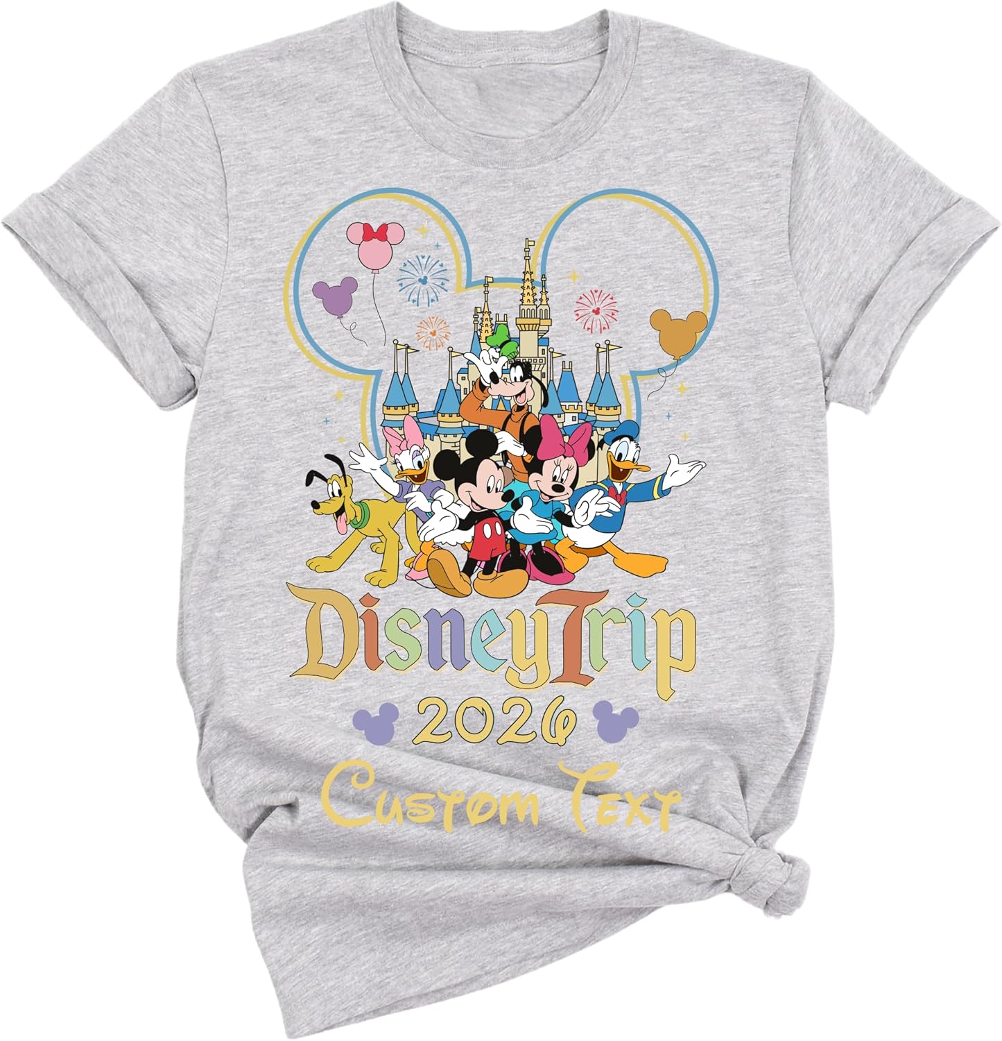 Custom Family Trip 2026 T-Shirt, Mickey Minnie Castle Characters Graphic Tee, Unisex Cotton Blend Crew Neck Short Sleeve, Personalized Family Vacation Shirt - Image 5