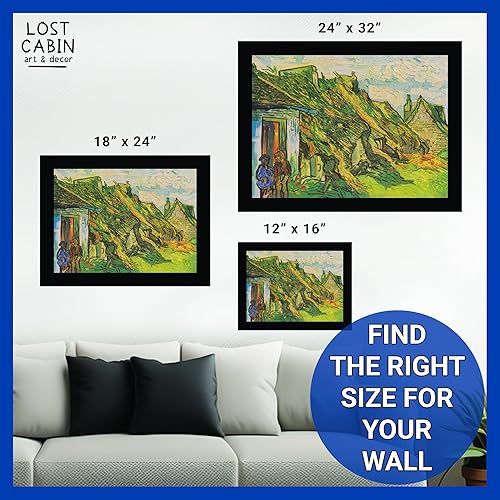 Miniatura 6 de Cabaña perdida con paja arenisca cabañas en Chaponval 2 por Leonardo Da Vinci  Impresión en marco plano negro  Reproducción de pintura de obra fina