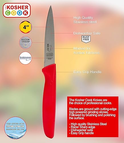 Miniatura 2 de Cuchillo de cocina negro  Cuchillo de carne y verduras de 4 pulgadas  Punta puntiaguda afilada, borde recto  Herramientas de cocina codificadas por