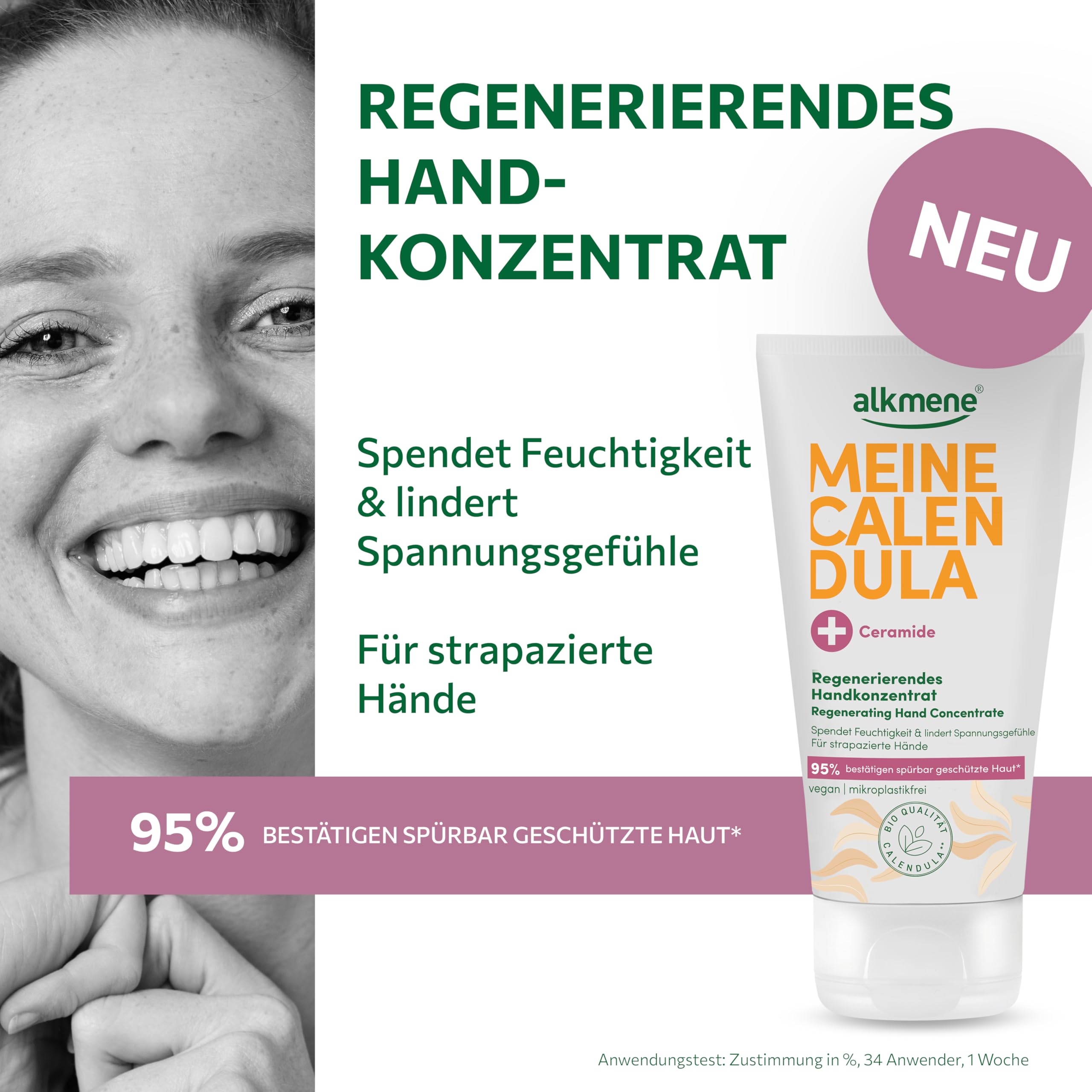 alkmene Concentrato rigenerante per mani stressate, 6 x 75 ml | Crema per le mani con calendula per mani molto secche e screpolate, vegana, per uomini e donne, cura delle mani