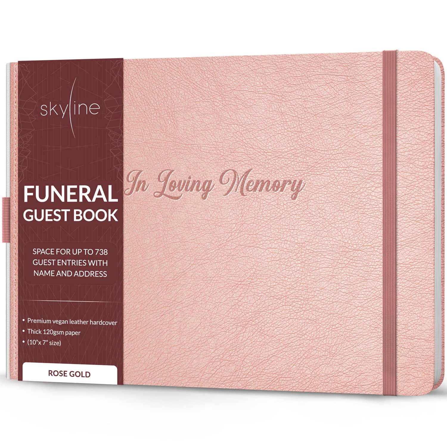 Skyline Funeral Guest Book for Memorial & Funeral Services – In Loving Memory Guest Sign In Book for Funerals – 738 Guest Entries with Name & Address,