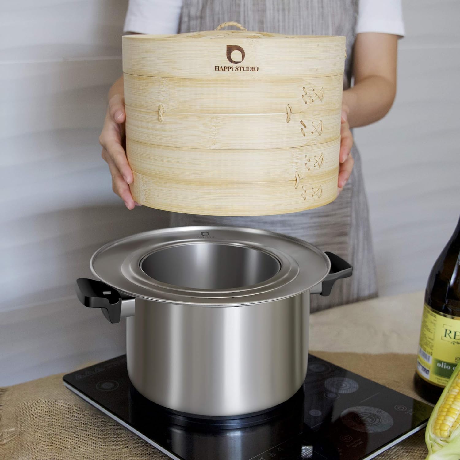 Stainless Steel Bamboo Steamer Ring - Fits 8 10 11 12 Inch Bamboo Steamer Basket - Dim Sum Ring Adapter for Wok, Pot, Steaming Rice Cooker - Metal Liner for Dumpling Basket - Image 8