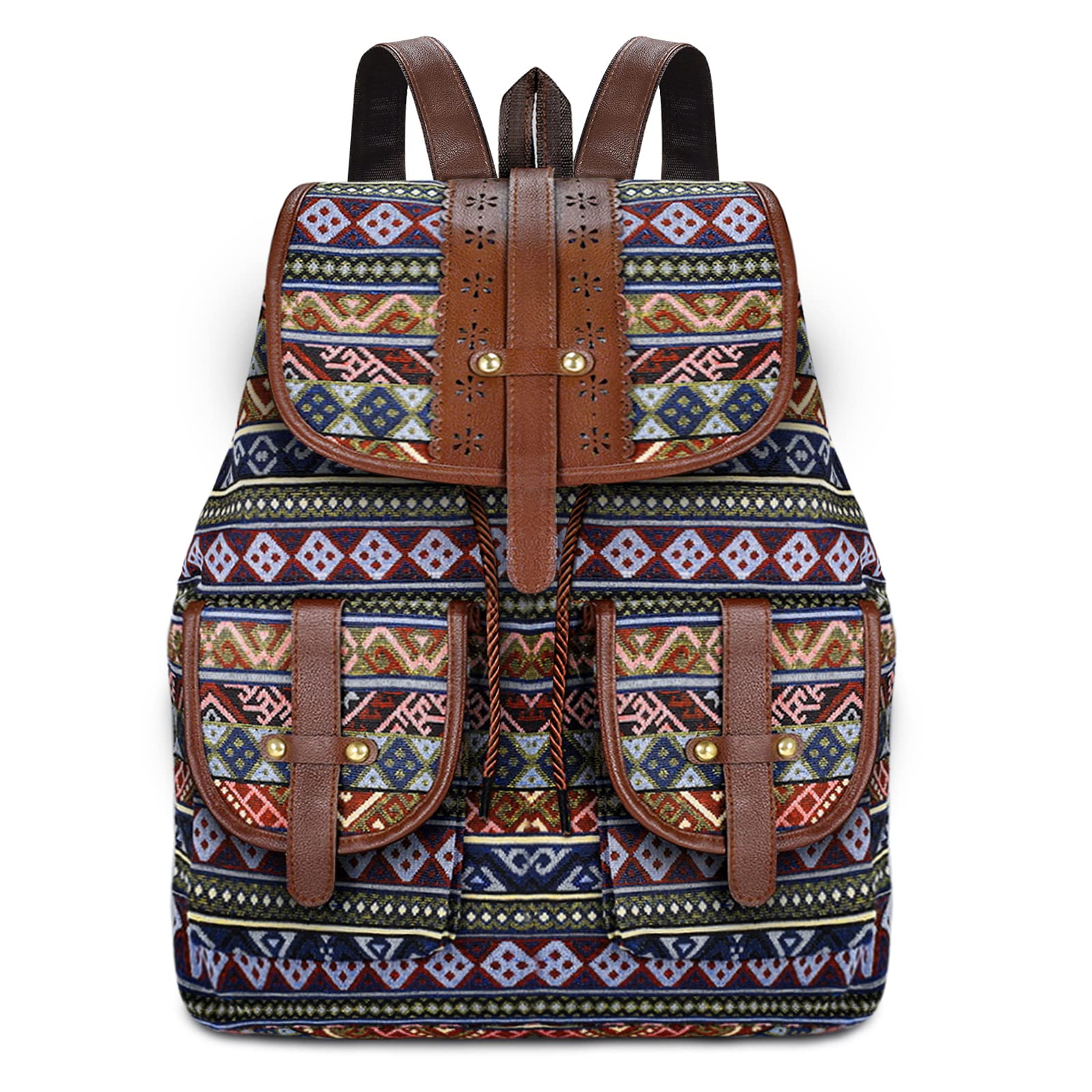 EliteHomeComforts Mochila Vintage Mochila de Viaje Mujer Mochila Portatil Mochila de Hombro Casual Unisex Vintage de College Multifunción Gran Capacidad Piel Mochilas Estudiante Casual Viaje Moda Regalo para Mujer