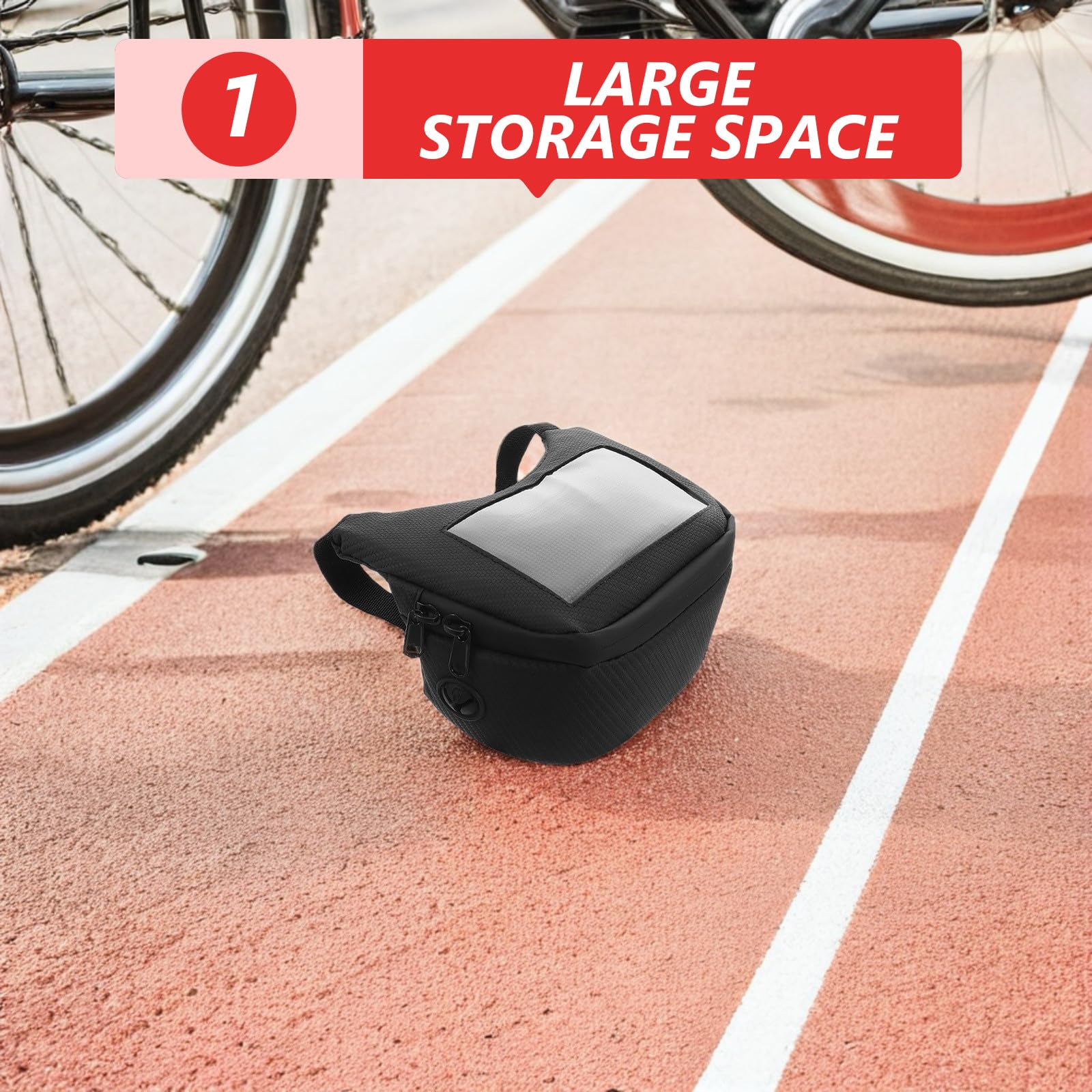 Sacoche de Guidon Noire pour Téléphone en PU Étanche Scooter et Vélo