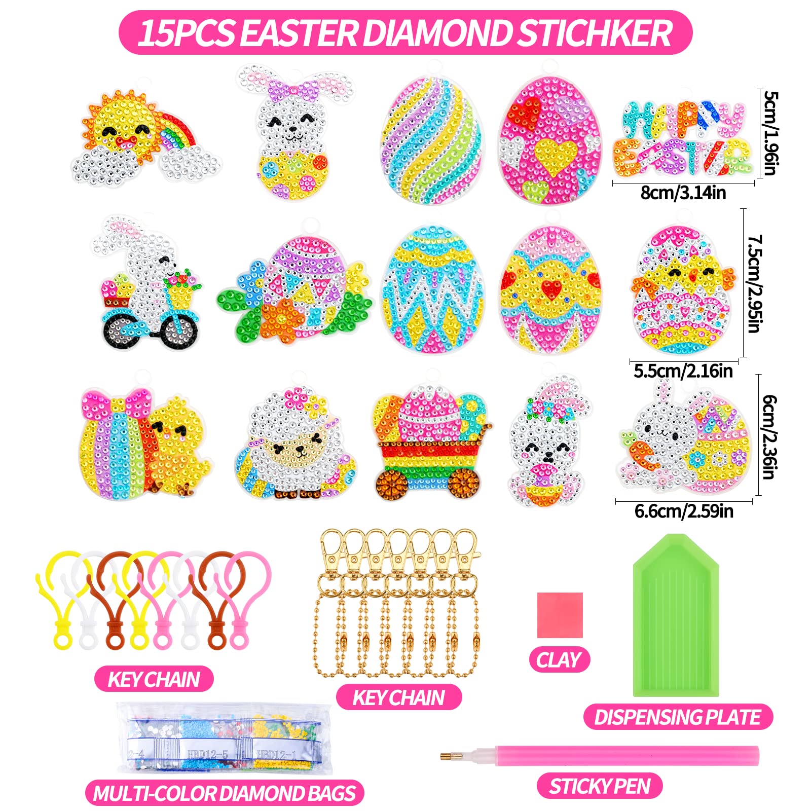 SEPGLITTER Lot De 12 Pendentifs De Peinture Diamant De Pâques