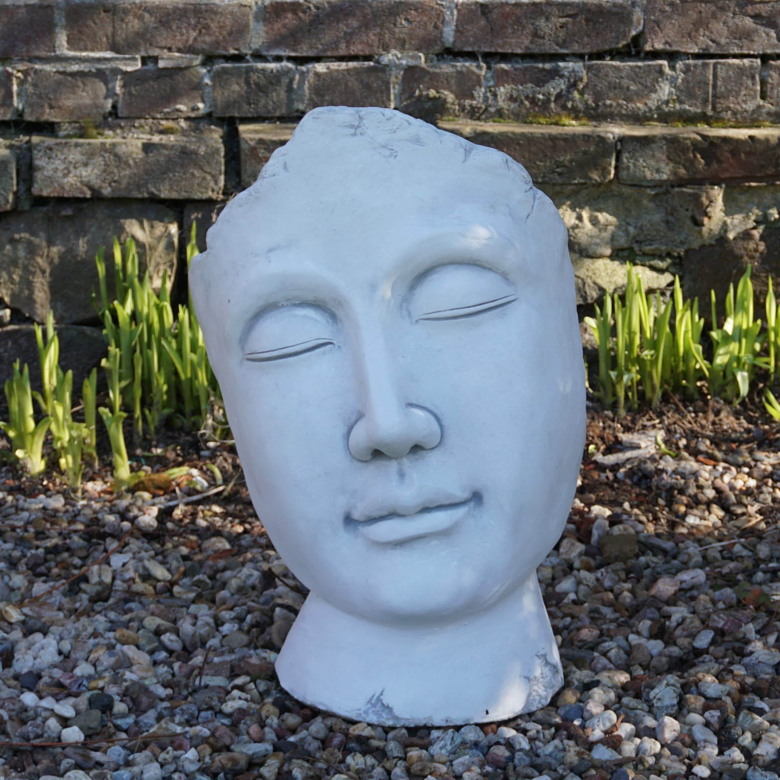 gartendekoparadies.de Büste Skulptur Gesicht, H. 59 cm, 48 kg, Grau, frostsicher aus Steinguss für Außenbereich
