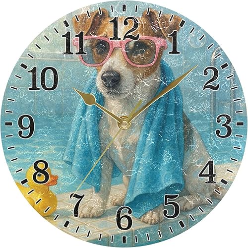 Miniatura 48 de JUNZAN Divertido Adorable Gatito en Bañera Relajándose Relojes Redondos de Baño Relojes para la Pared 10 Pulgadas Reloj de Pared Pequeño Casa de