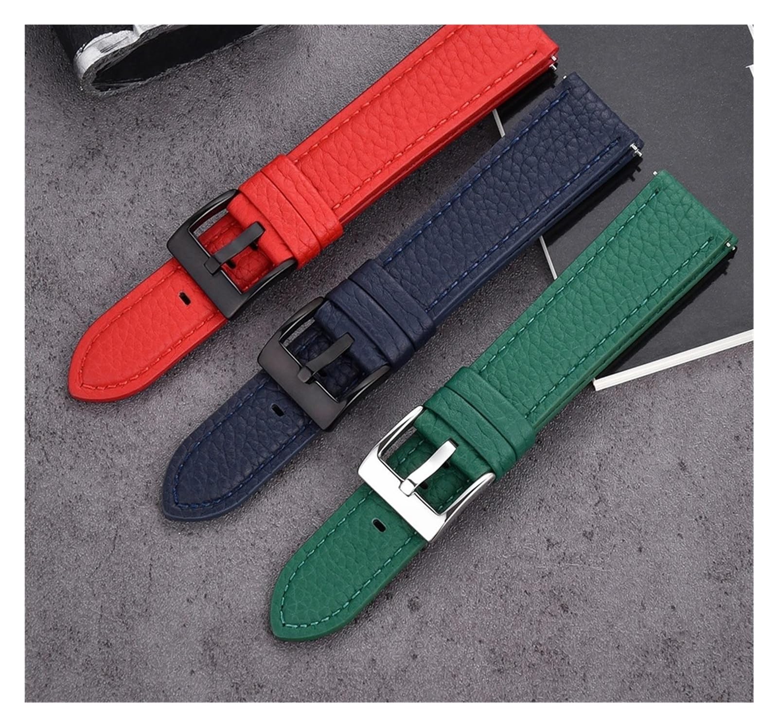 Genérico NASUNJIA Correa De Reloj De Cuero Suave Con Patrón De Lichi, Liberación Rápida, 20 Mm, 22 Mm, Correas De Muñeca Duraderas, Correas De Reloj De Repuesto, Pulsera