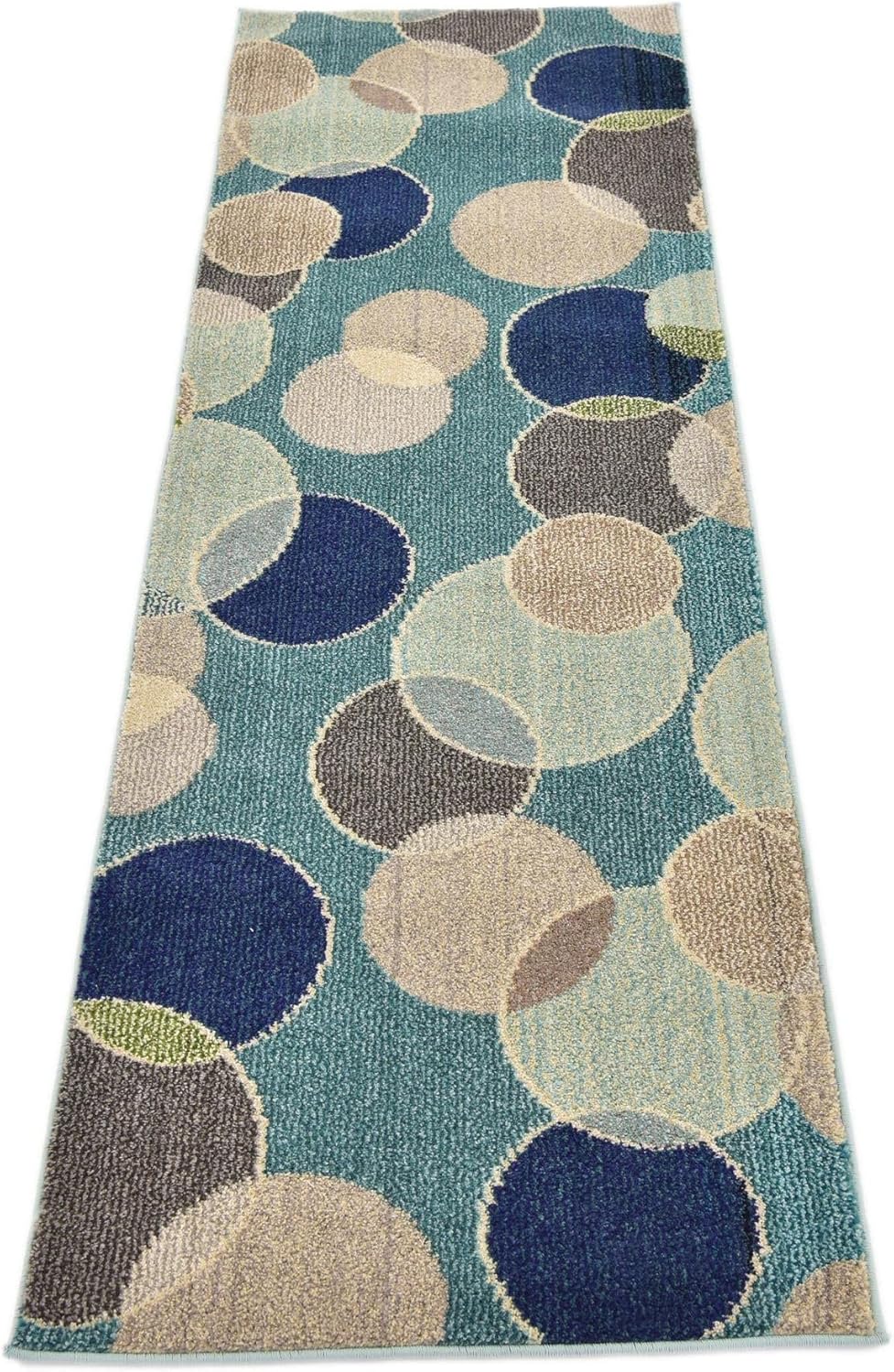 Rugs.com Theia Collection Rug – 2' 2 x 6' 9 Runner Blue Medium Rug Perfect for Hallways, Entryways