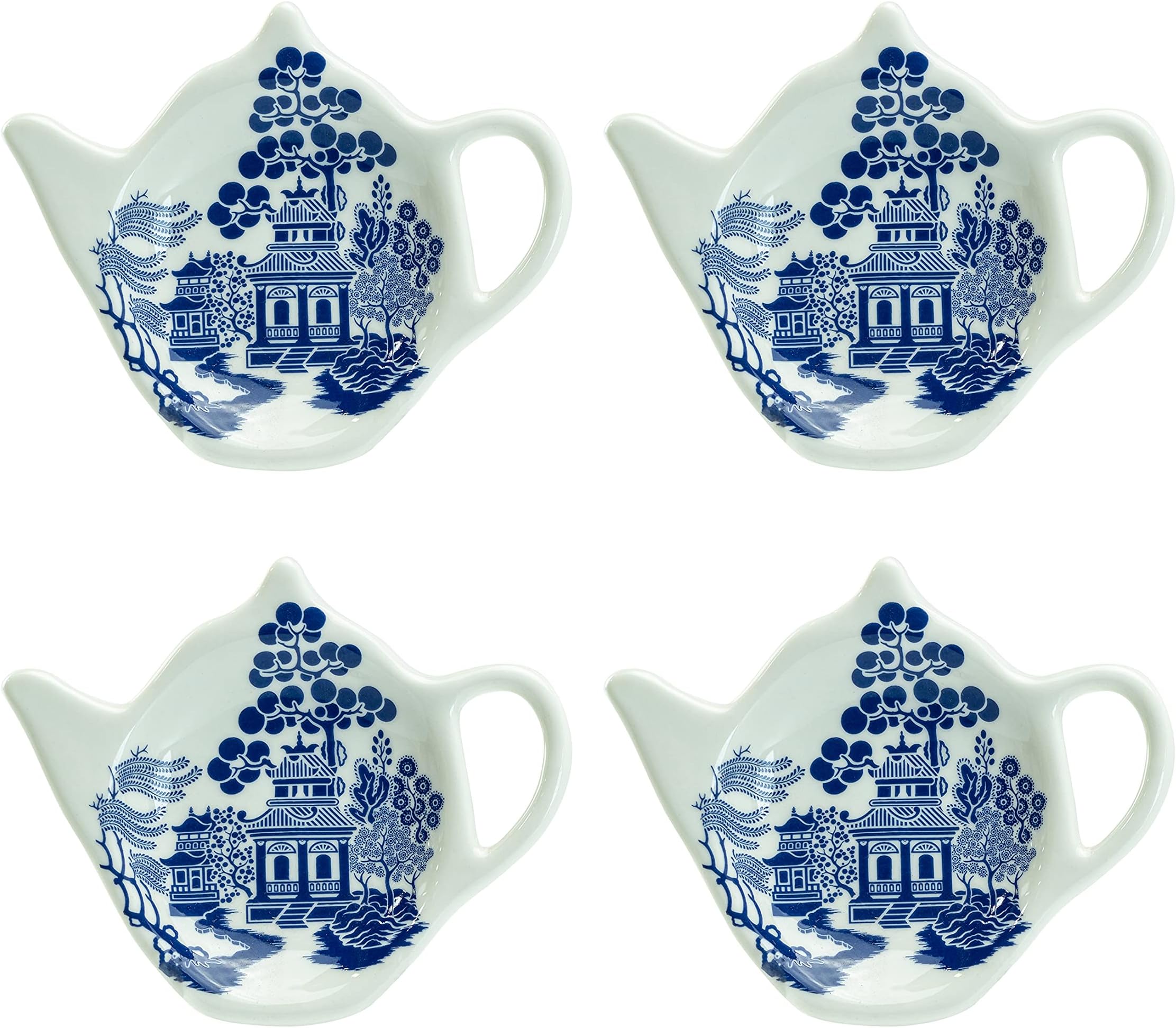 Tea Bag Caddy Holder, Set of 4 (Blue Willow)