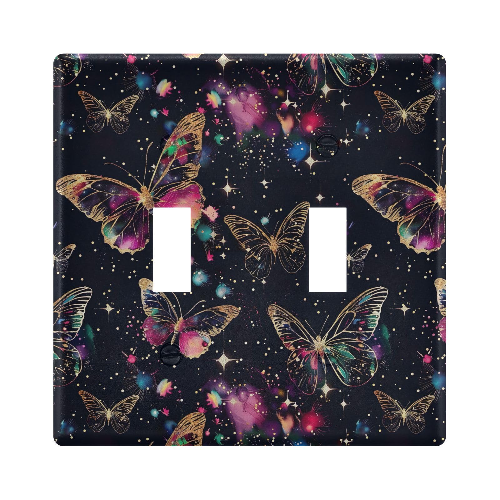 UMIRIKO Pink Gold Galaxy Butterfly Light Switch Cover Plate Covers Decorative Double Toggle Home Decor 202b5842