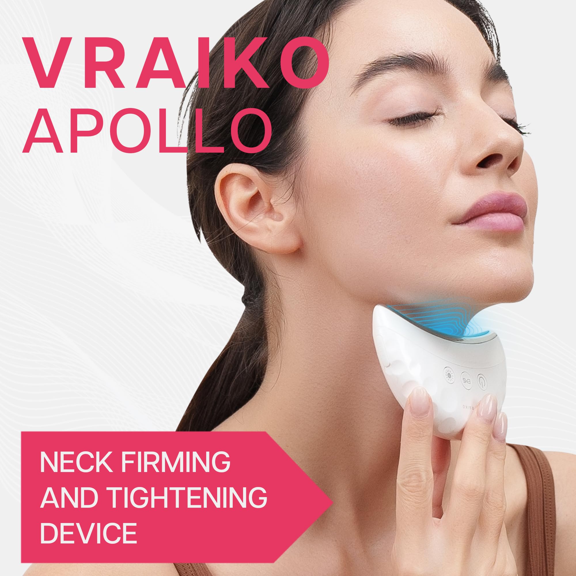 VRAIKO APOLLO masażer do liftingu szyi, EMS Gua Sha, podwójne działanie LED, wodoodporny IP65