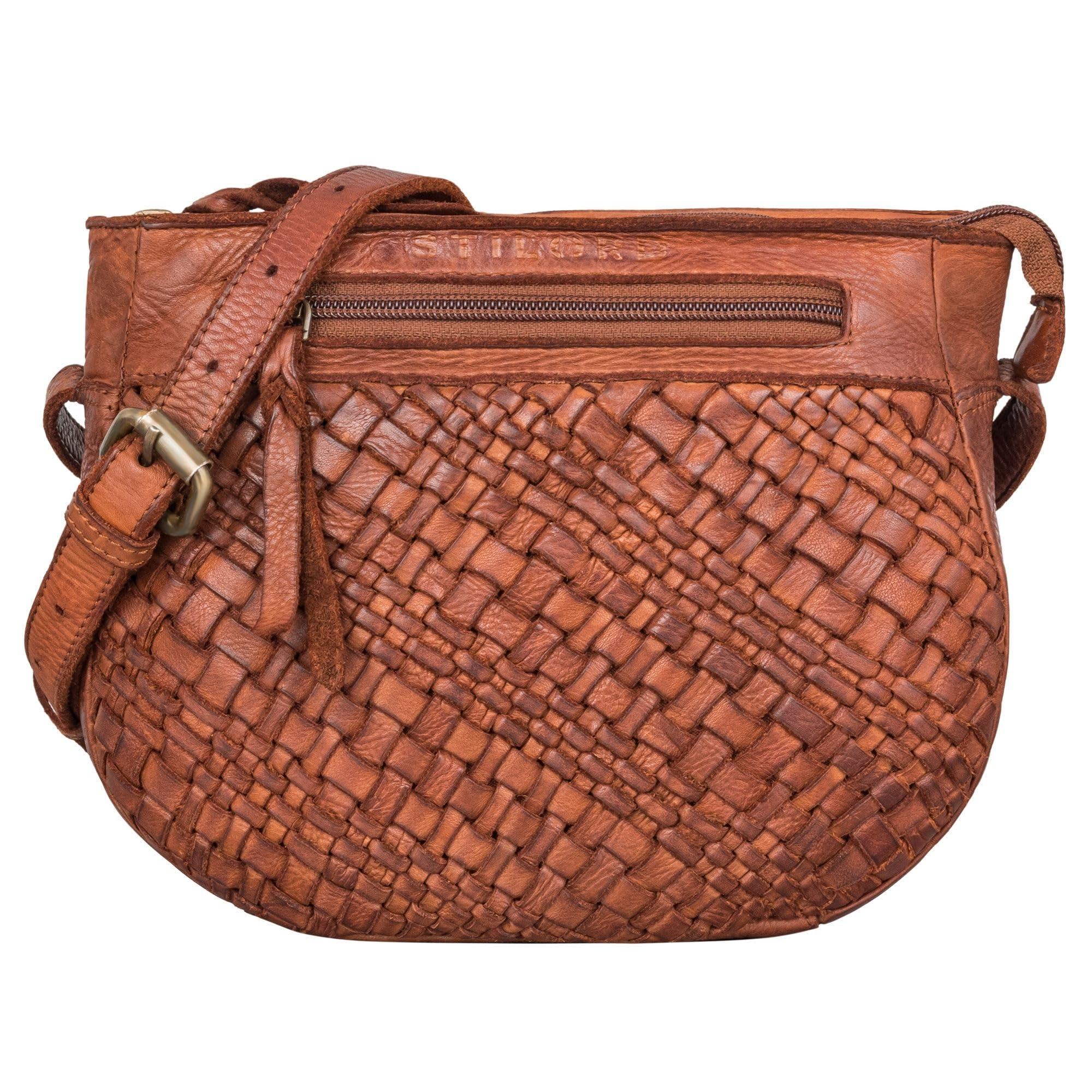 STILORD 'Jutta' Geflochtene Handtasche Damen Leder Flechttasche - Kleine Umhängetasche Flechtoptik Ledertasche - Vintage Abendtasche Echtleder Crossbody Bag Beuteltasche