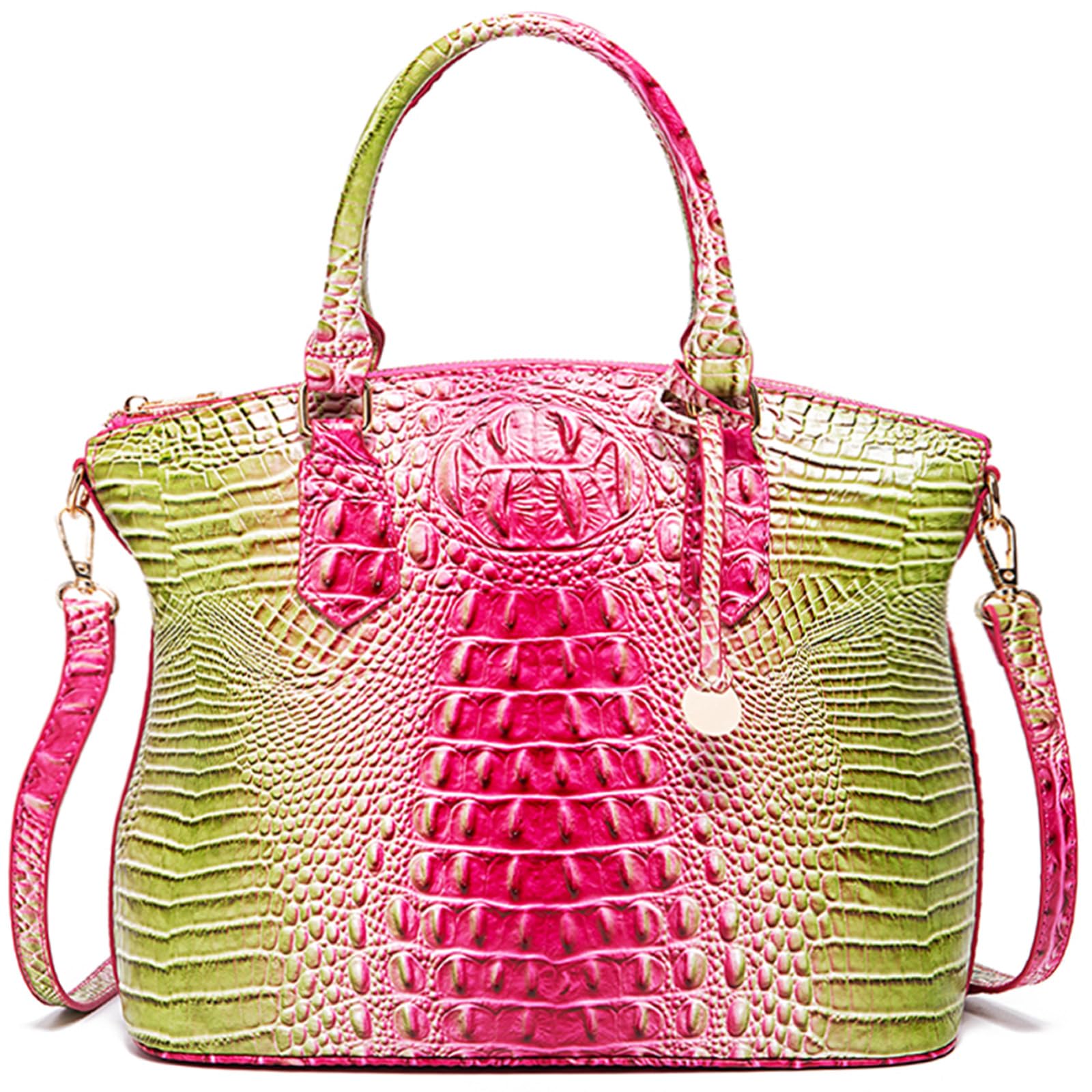Makcr Joacbv Crocodile Handbag for Women, Satchel Purse with Shoulder Strap | Embossed vegan leather tote with a bold crocodile-pattern texture, rich color depth, dual top handles, and a roomy interior.