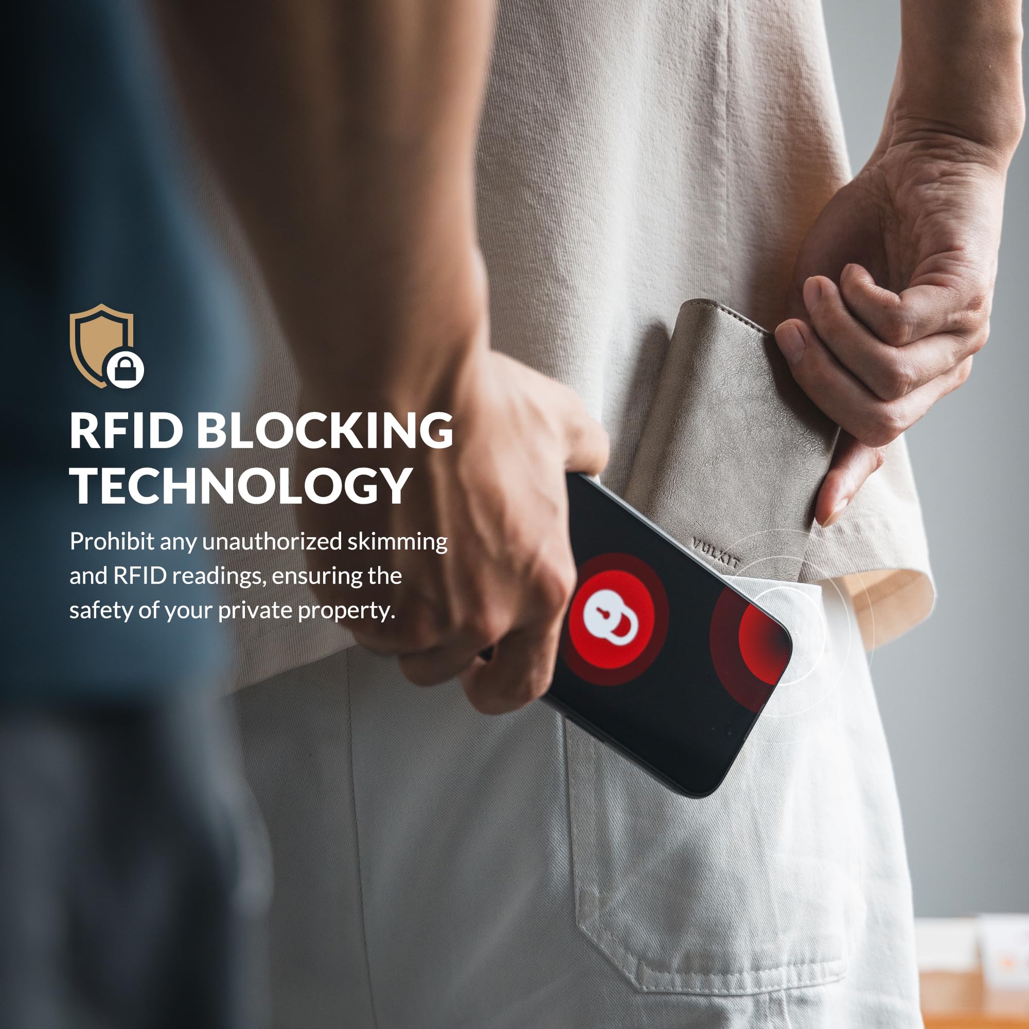 VULKIT Porta Carte Credito Portafoglio Slim Portacarte in Pelle Protezione Rfid Schermato Anticlonazione - Portatessere e Soldi con Porta Monete