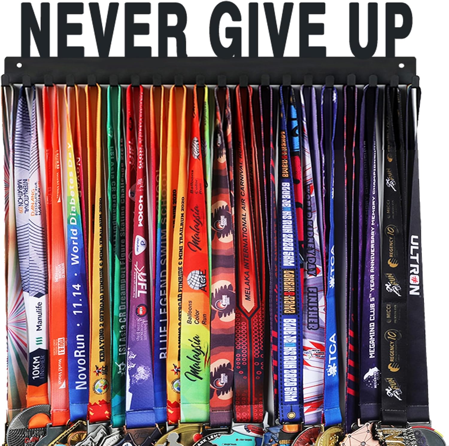 Goutoports Medal Holder Display Hanger - She Believed She Could She Did - Personalized Medal Wall Hanger for Sport Race Runner Sturdy Black Steel Metal Over 60 Medals Easy to Install