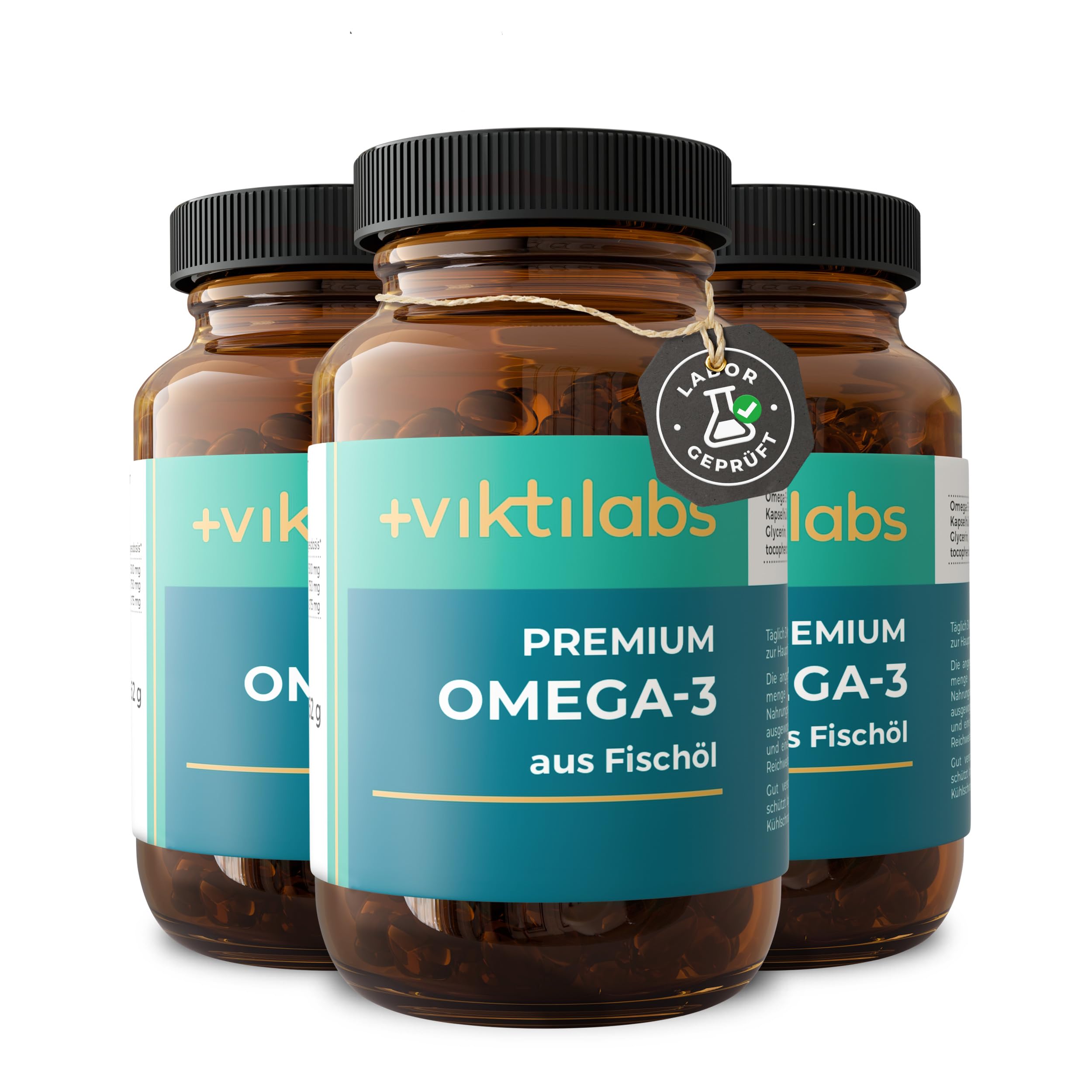 Premium Omega-3 Fischöl Kapseln - hochdosiert - 1050 mg Omega-3 pro Tag | Totoxwert garantiert <10 - 600 mg EPA & 300 mg DHA pro Tagesdosis - hohe Bioverfügbarkeit - 3 Kapseln pro Tag - 90 Kapseln