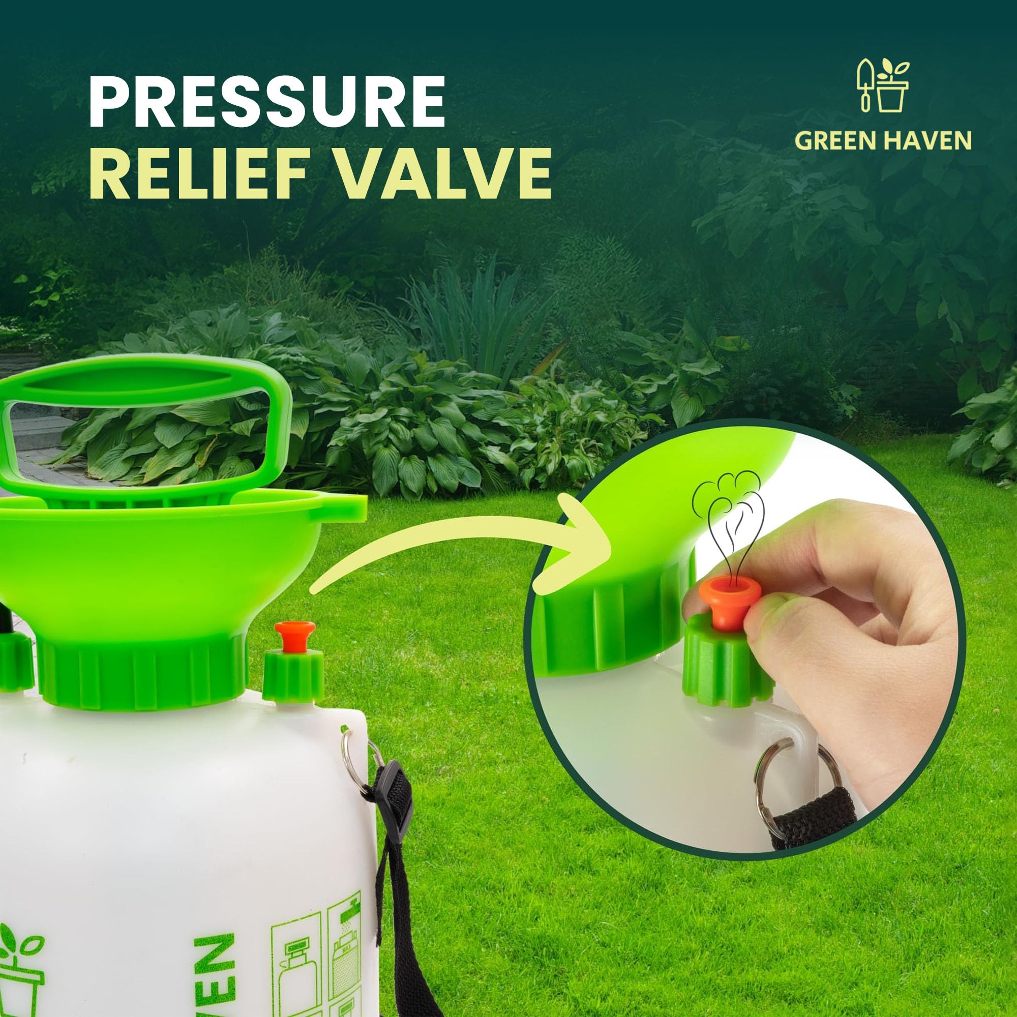 Green Haven 5 Litre Garden Pressure Sprayer – Pump Action Sprayer with Adjustable Nozzle & Carry Strap – Weed Killer, Pesticide & Fertiliser Sprayer — view 5