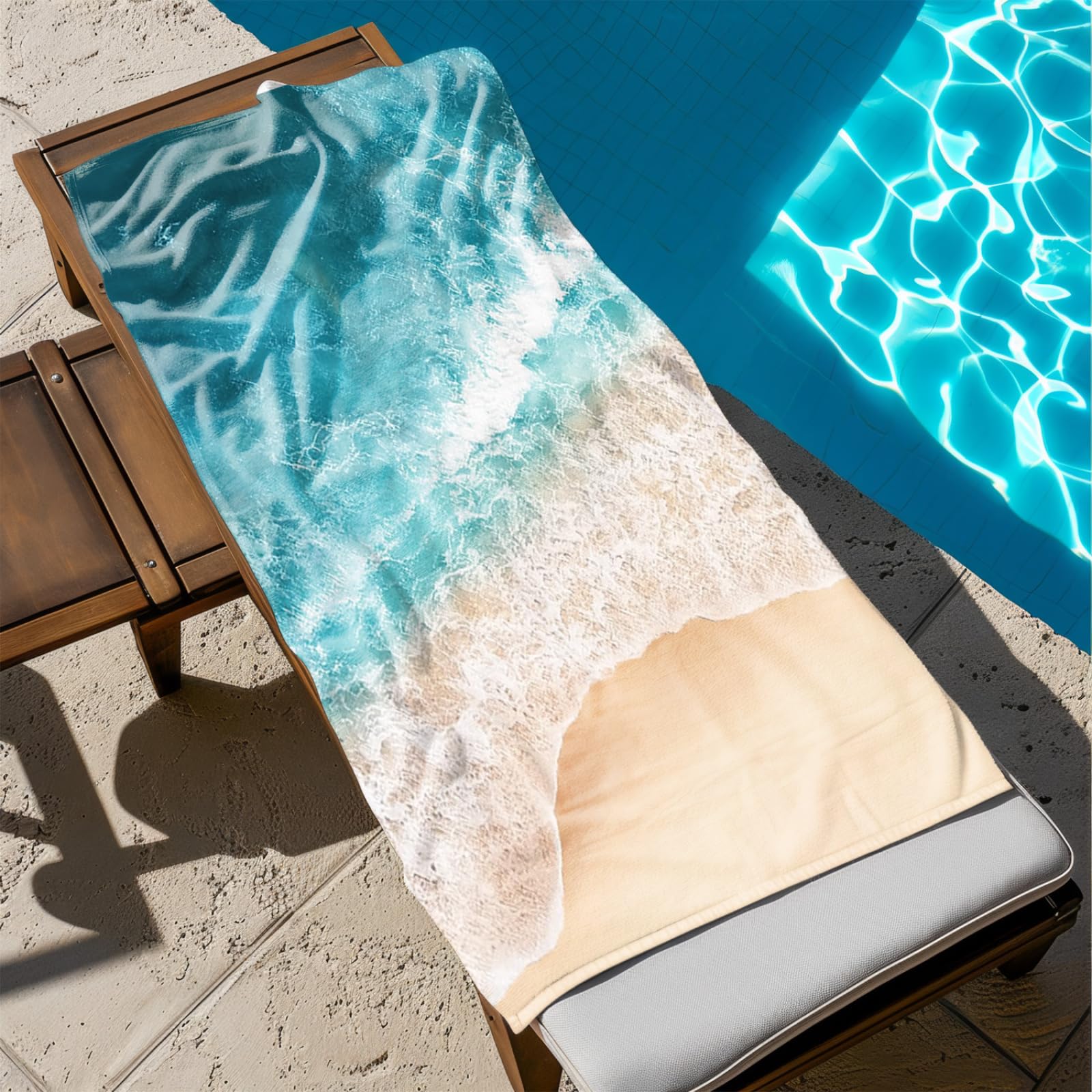 Genérico Toalla Playa Grande Playa del Mar Azul Microfibra Secado Rápido Oversize Toalla Sin Arena Súper Ligera Piscina Camping Picnic Yoga Gimnasio Y Deportes Viaje