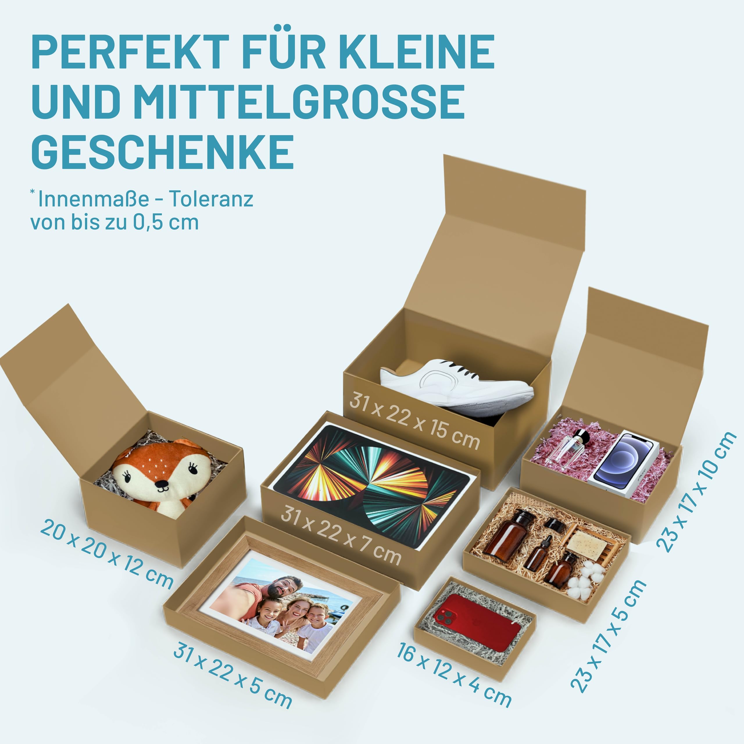 Verpackungswelt Geschenk-Box Weihnachten | 31x22x7cm, 5 Stück | Geschenk-Karton mit Deckel & Magnet-Verschluss | Für Weihnachts-Geschenke | Weihnachts-Verpackung mit Weihnachtsbaum-Motiv in Grün