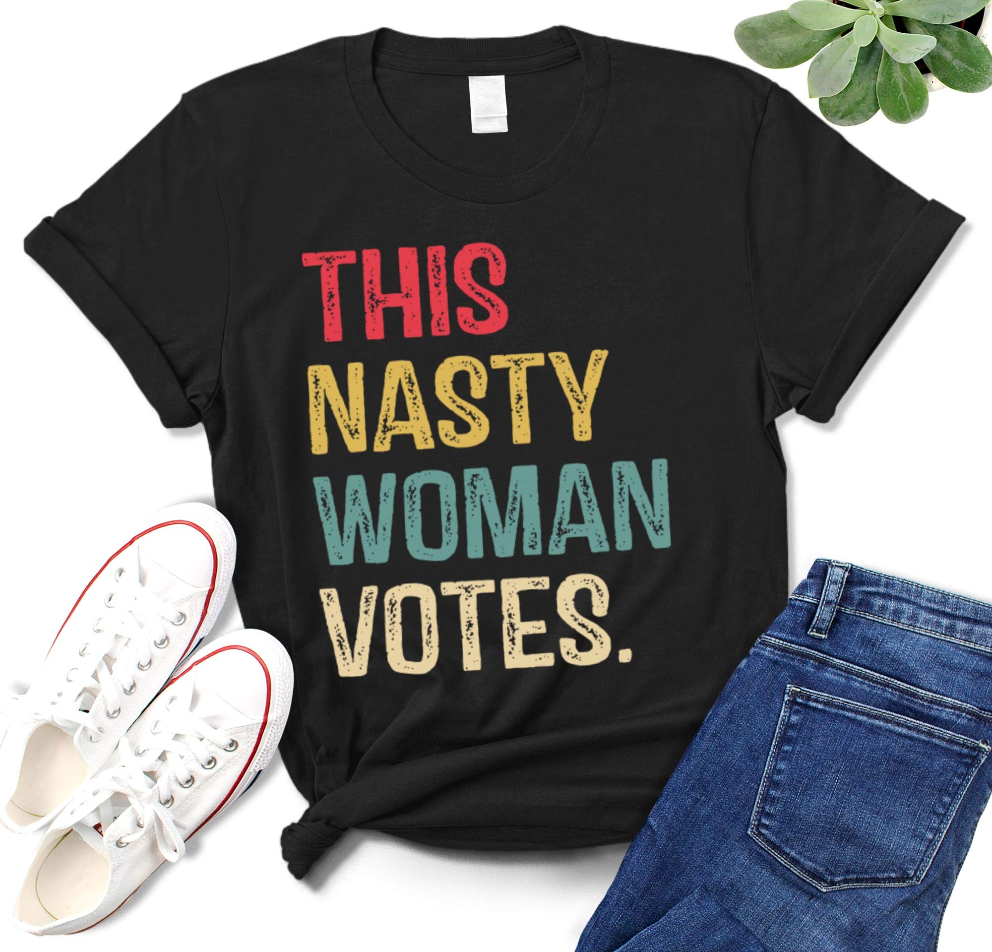 Vintage This Nasty Woman Votes Shirt for Women or Men Retro 2020 Feminism T-Shirt