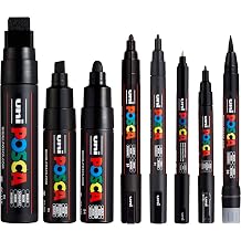 Posca Black - Complete Set of 8 Pens PC-17K PC-8K PC-7M PC-5M PC-3M PC-1M PC-1MR PCF-350