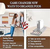 Vista 8 de Soporte para tazas K, soporte de madera para cápsulas de café, 10 piezas debajo de los gabinetes de montaje en pared vertical/horizontalmente