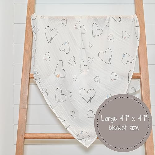 Miniatura 130 de LollyBanks Manta de muselina para envolver a niños y niñas, 100% algodón, suave para recién nacidos (estampado de copos de nieve) de 47 x 47