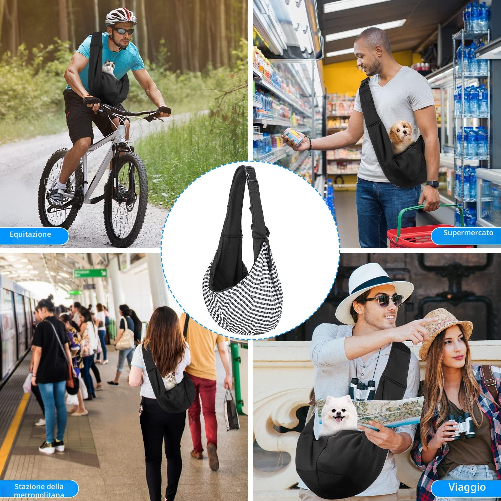 Borsa da Viaggio per Cani Trasportino da Passeggio Ideale per Cani Piccola Borsa Trasportino per Cani Gatti Tracolla Regolabile Borsa a Tracolla per Animali Domestici