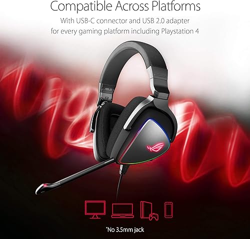 Miniatura 5 de ASUS Auriculares para juegos ROG DELTA Auriculares con micrófono y ESS Quad-DAC de alta resolución Auriculares para juegos compatibles para PC Mac