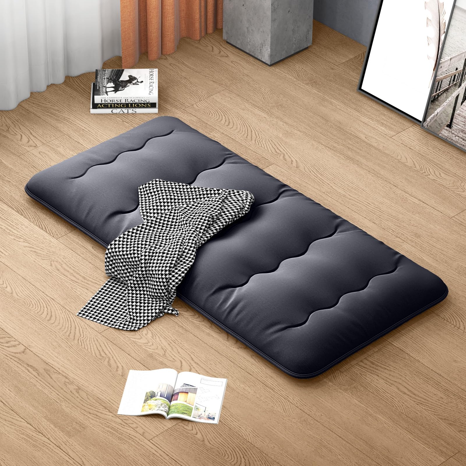 GIANTEX Japanische Futon Matratze 90x200 cm, Bodenmatratze 10cm Dicke, Tatami Matte Futonmatratze Faltbar & Tragbar, Klappmatratze Faltmatratze für Tatami, Rollmatratze mit Abnehmbarer Bezug