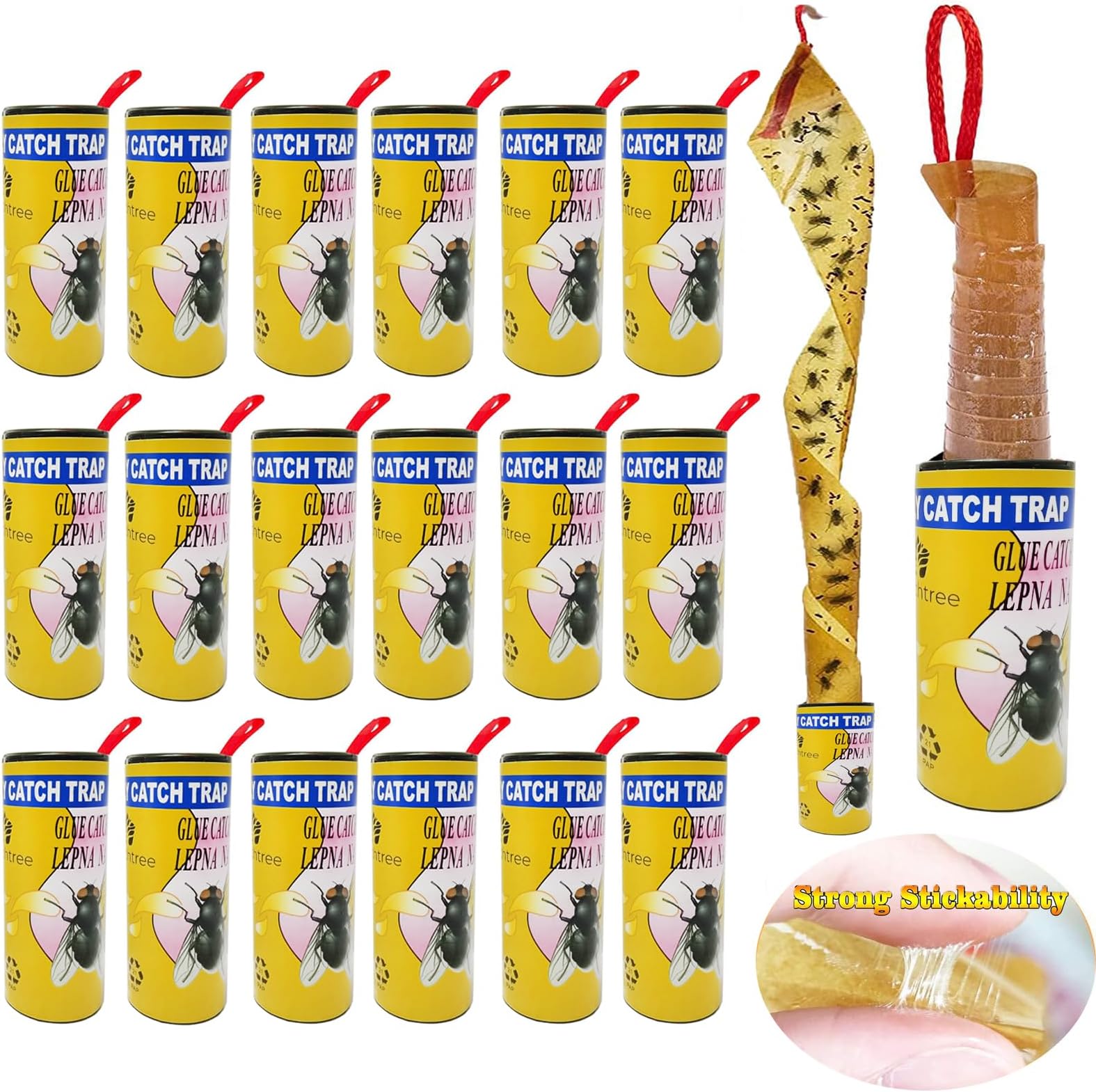 Torchtree Fly Trap,18 Pcs Fly Paper,Fly Catcher,Fly Traps indoor for Home Use,Fly Strips,Fly Catcher Indoor
