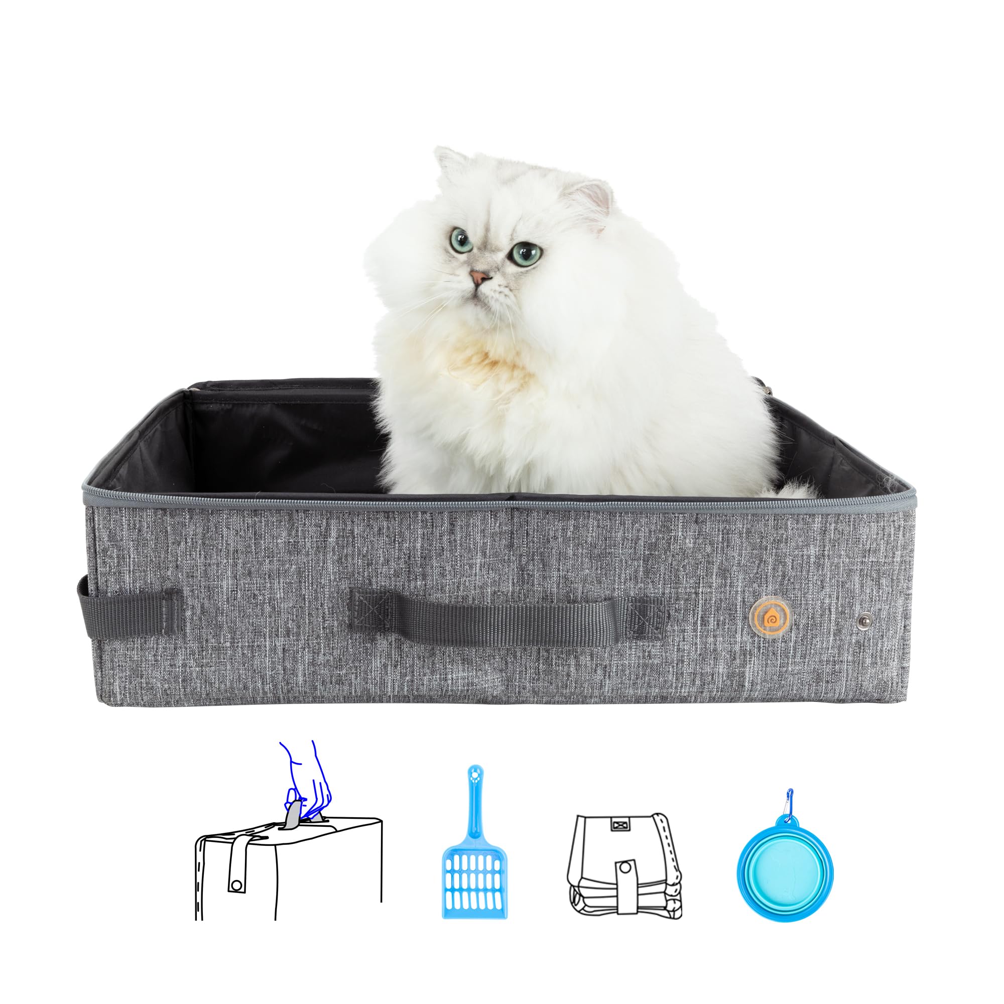 Travel Light with Covered Portable Cat Litter Box Without Any Mess. Ultra-Lightweight, Stop Lugging a Hard Litter Box. Keep Everything Contained.