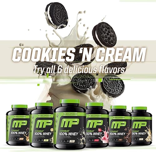 Miniatura 7 de MusclePharm Combat 100% proteína de suero en polvo, sabor a galletas y crema, recuperación rápida y ganancia muscular con aislado de proteína de