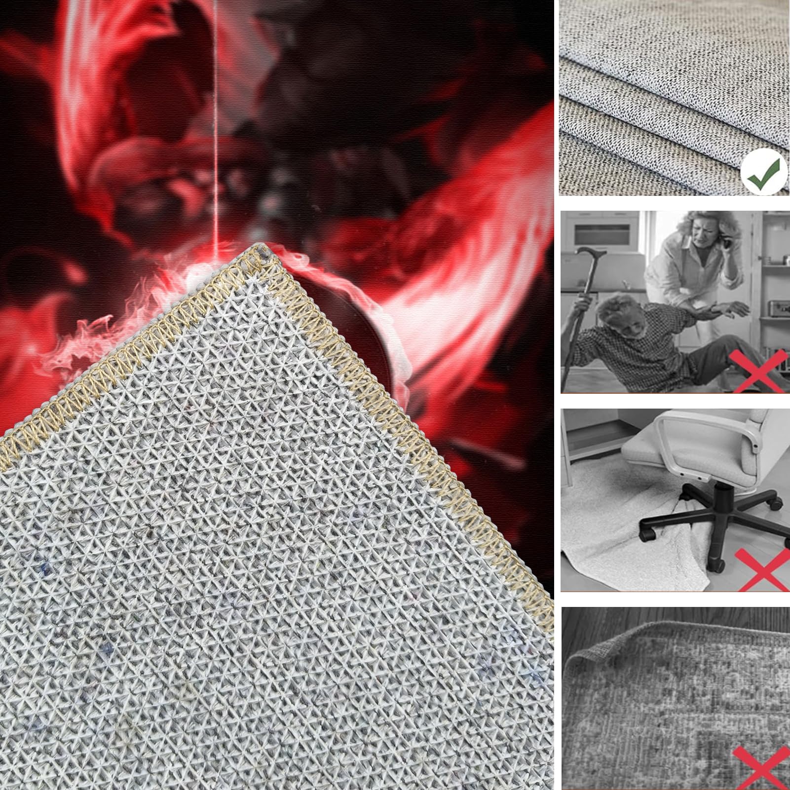 Bodenschutzmatte Gaming Teppich, Unterlage Schreibtischstuhl, Bürostuhl Matte, 200 x 230 cm Bodenschutz Bürostuhl Teppichschoner für Parkett, Laminat, Hartböden und Teppichboden