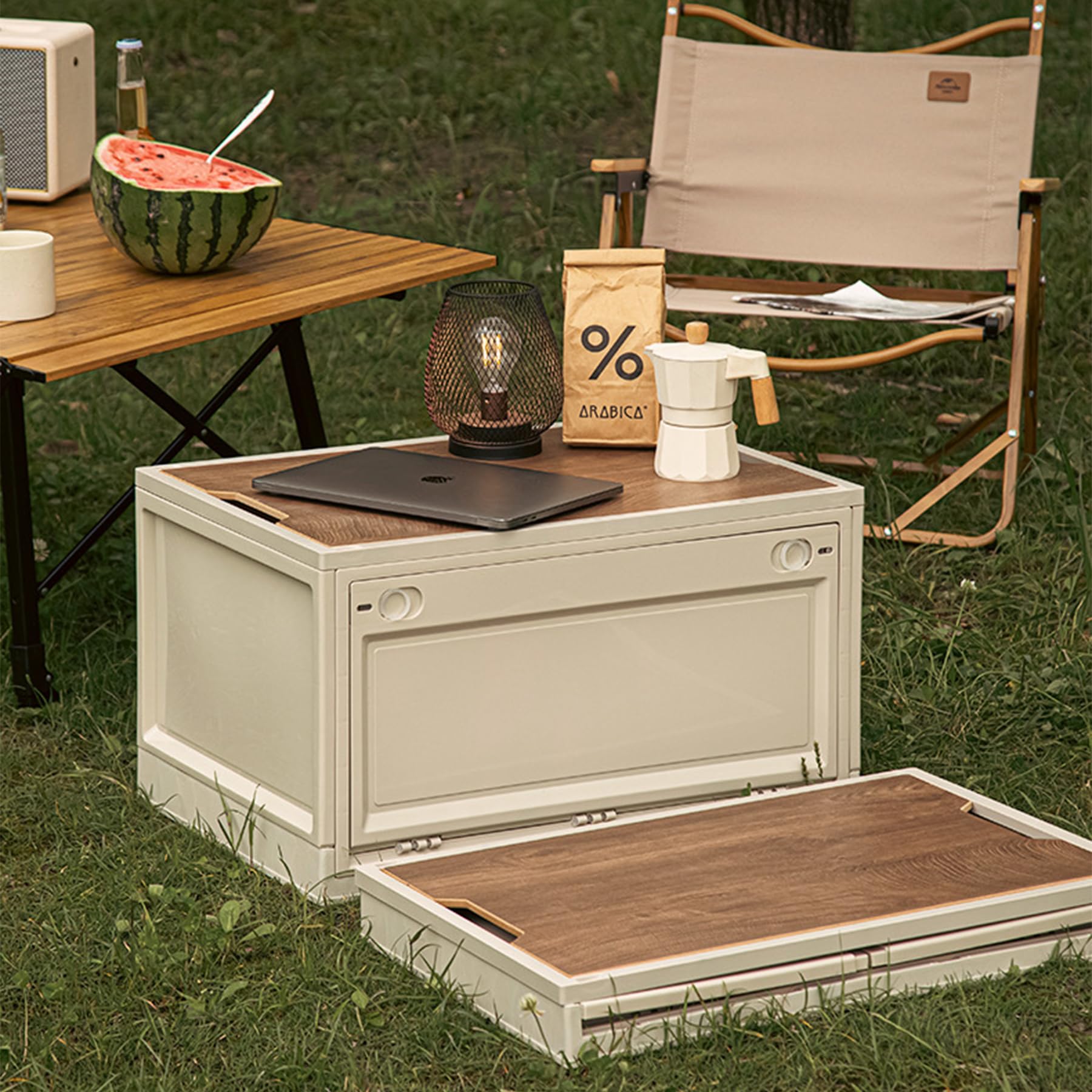 Amazon｜【テーブルになる木製天板】コンテナボックス 折りたたみ 収納