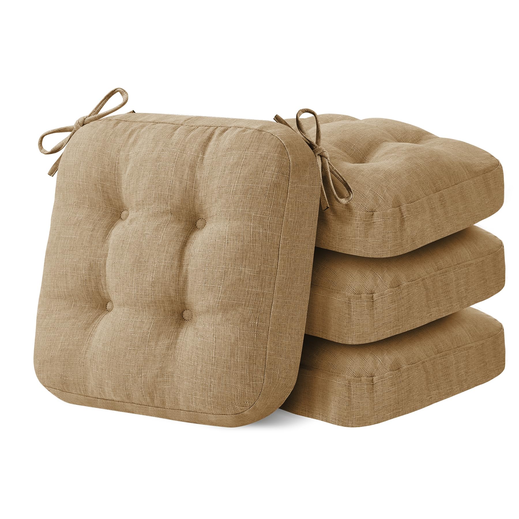 Chair Cushions, Memory Foam Dining Chair Cushions, Tufted Indoor Chair Pads, Set of 4, 16.5' x 16.5' x 3.5', Beige — view 29