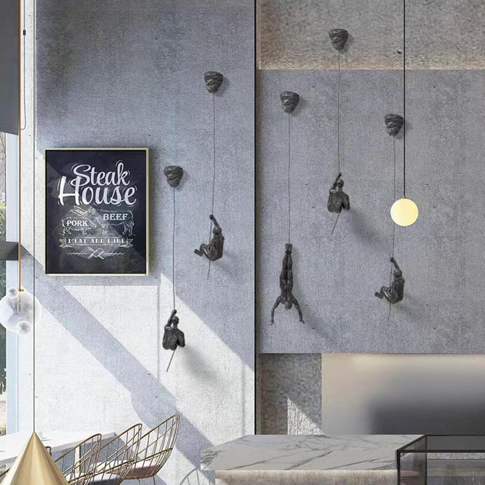 Bergsteiger-Skulptur 6pcs Kletternde Männer Mann Wand Kunst Dekor Skulptur Kunstharz Wandkunst Für Haus Und Büro Dekoration Präsentiert Den Charme Und Persönlichen Stil Des Klettersports(Color:M)