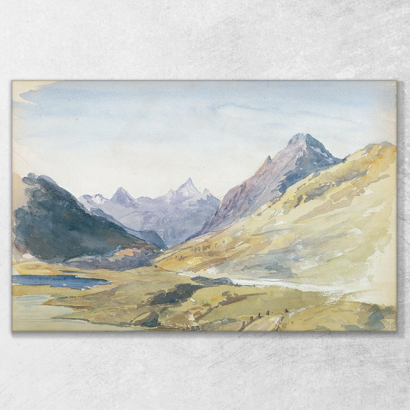Cima del Passo Bernina John Singer Sargent, jss295 Quadro Stampato su Tela, 75x45 cm
