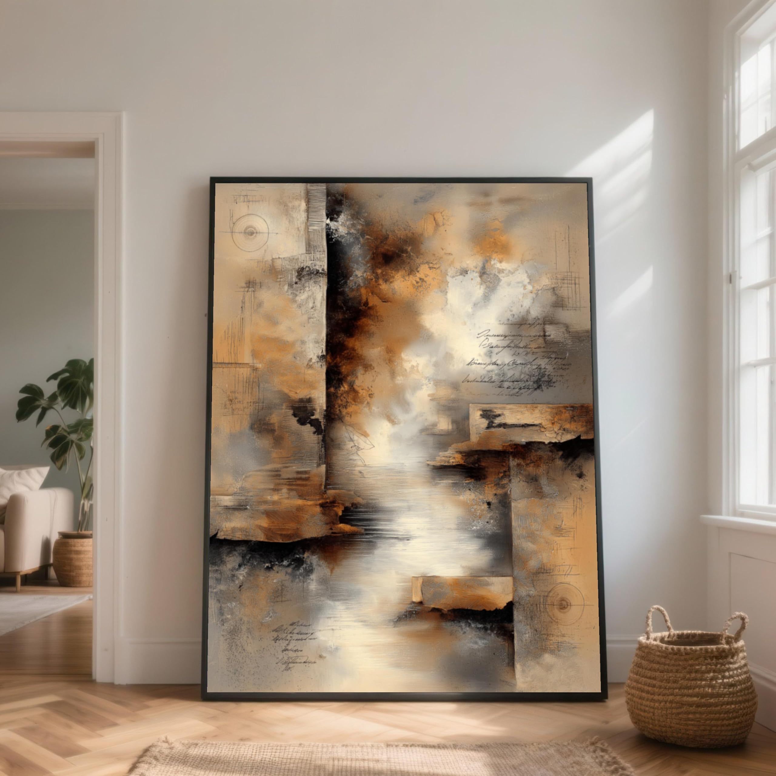 UUDEZO Rustykalne, nowoczesne, abstrakcyjne obrazy ścienne do dekoracji ściany sypialni (80 x 125 cm)
