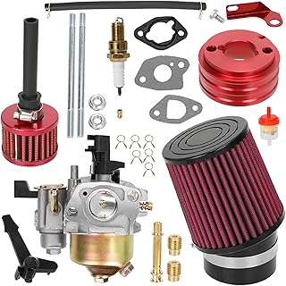 GREHUA Upgrade Carburetor Carb Air Filter Adapter with Mini Air Filter Jet Kit for Predator 212cc 6.5 Hp Gx160 Gx200 196cc Baja Mb200 Ct200u BT200x KT196 Performance Parts Stage 1 Go Kart Mini Bike