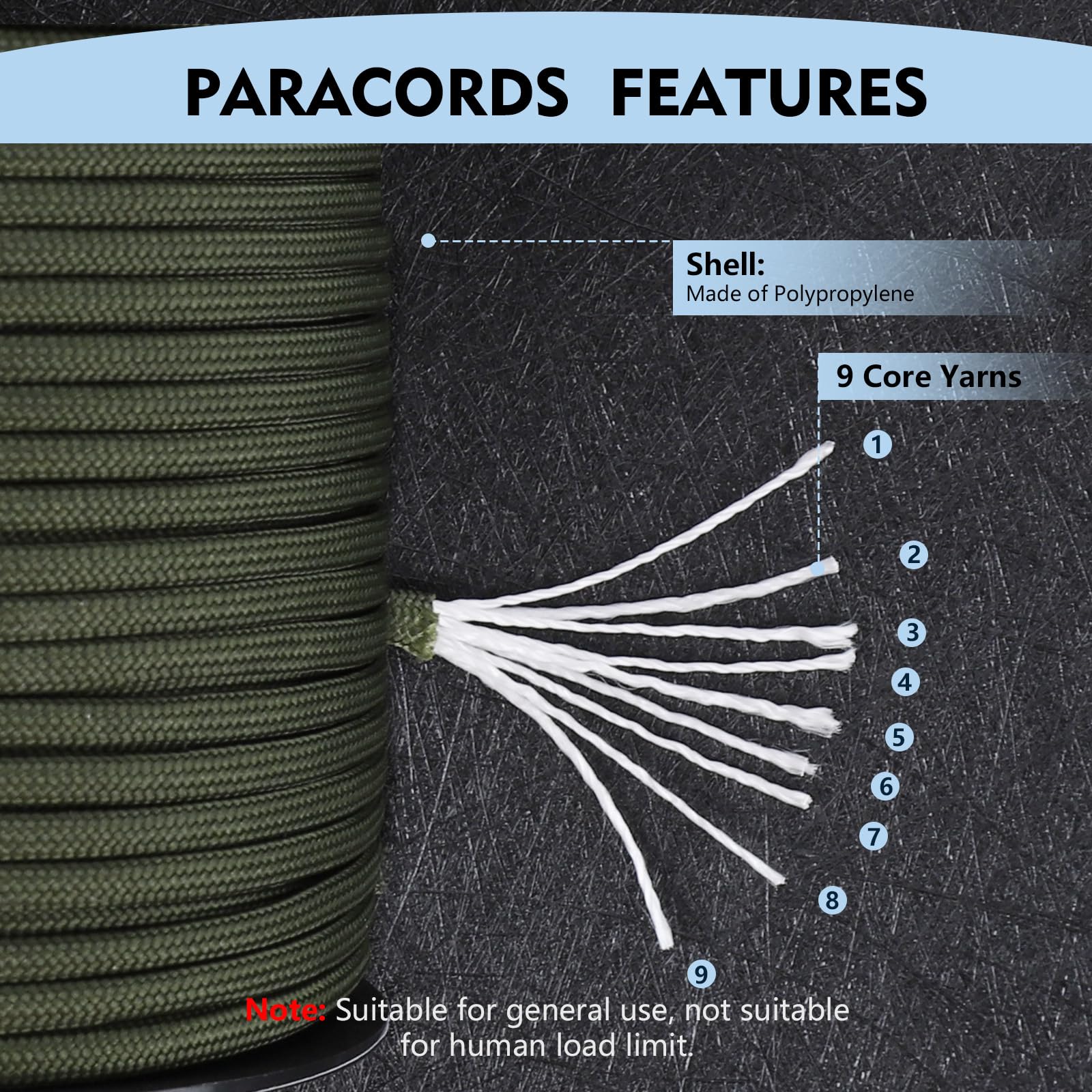 Romon Paracord 4 mm, 100 m linka Paracord, 9 rdzeni, linka paracord, linka odporna na rozerwanie, żagiel przeciwsłoneczny, nylon Paracord, survivalowy linka Paracord, żyłka do survivalu, na kemping,