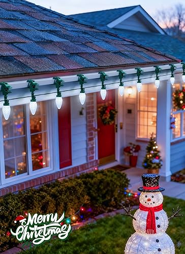 Miniatura 6 de Brightown Luces LED de Navidad C9 para exteriores, 99 pies, 150 luces LED C9 con 150 clips de resorte, luces de árbol de Navidad conectables