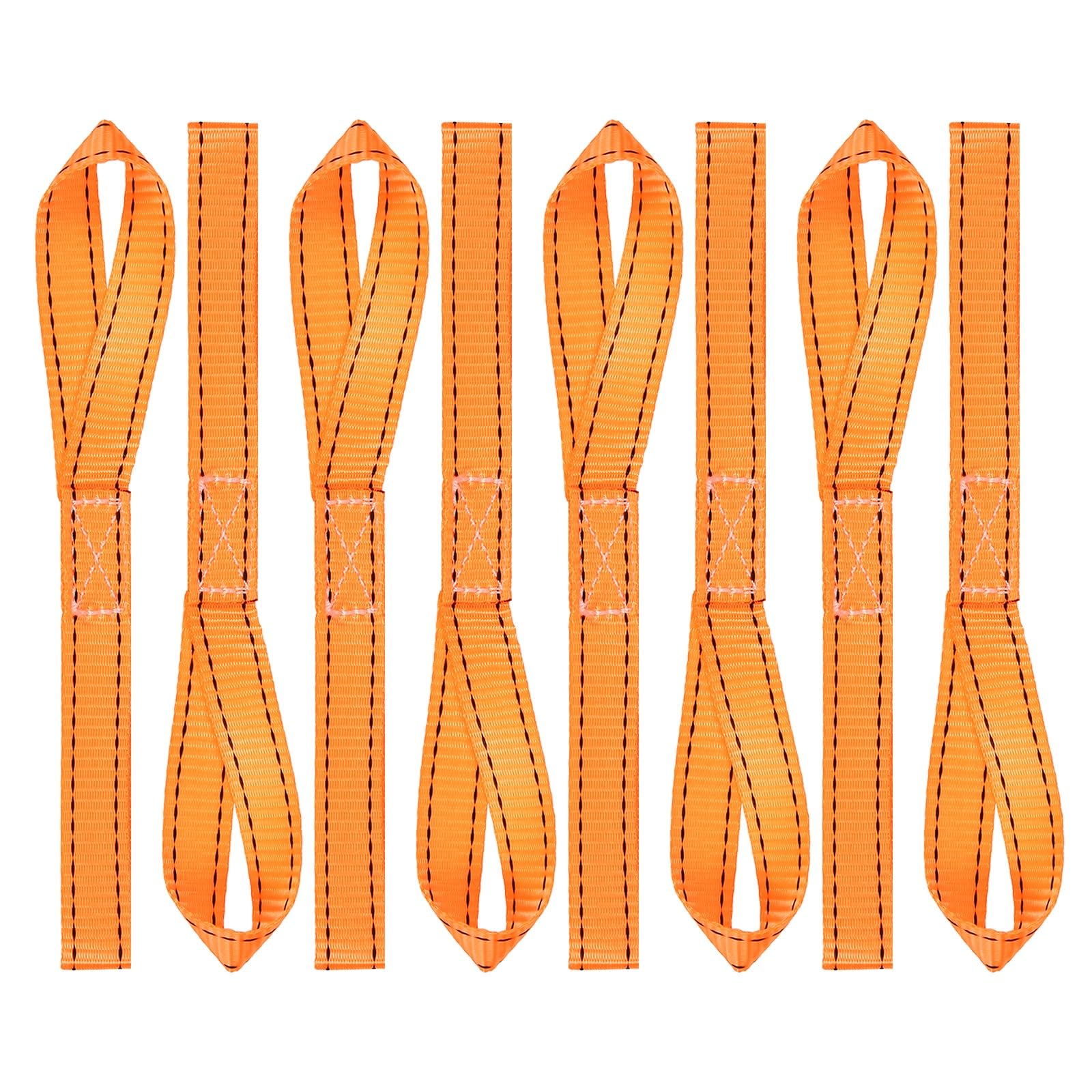 PATIKIL 25 x 300mm Soft Loop Tie Down Straps, 8Pcs Heavy Duty Motorcycle Handlebar Strap Fastening Tie Down Loops for Securing ATV UTV Truck Scooters Lawn Garden Equipment, Orange