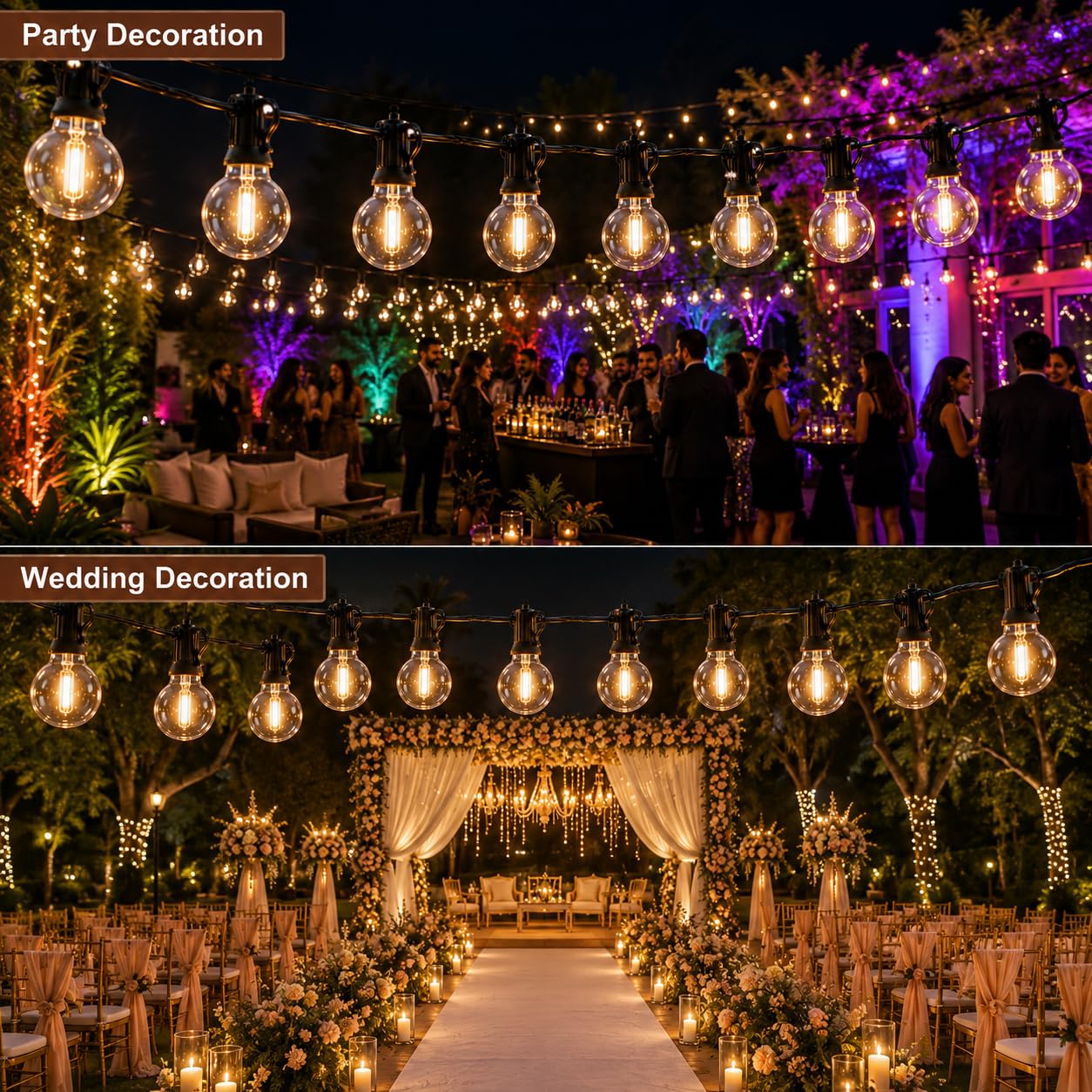fizzytech Outdoor String Lights G40 LED Globe, 8 Meter (25 Feet) Warm White Waterproof Bulb Lights for Backyard, Terrace, Cafe, Garden, Balcony, Party & Diwali Decor - 25 LED 4