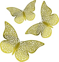 Vista 11 de 150 calcomanías 3D de mariposa 3D extraíbles para decoración de pared de baby shower, fiesta, boda, fiesta (morado)